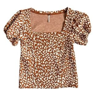 Free People No Type Square Neckline Balloon Sleeve Tee